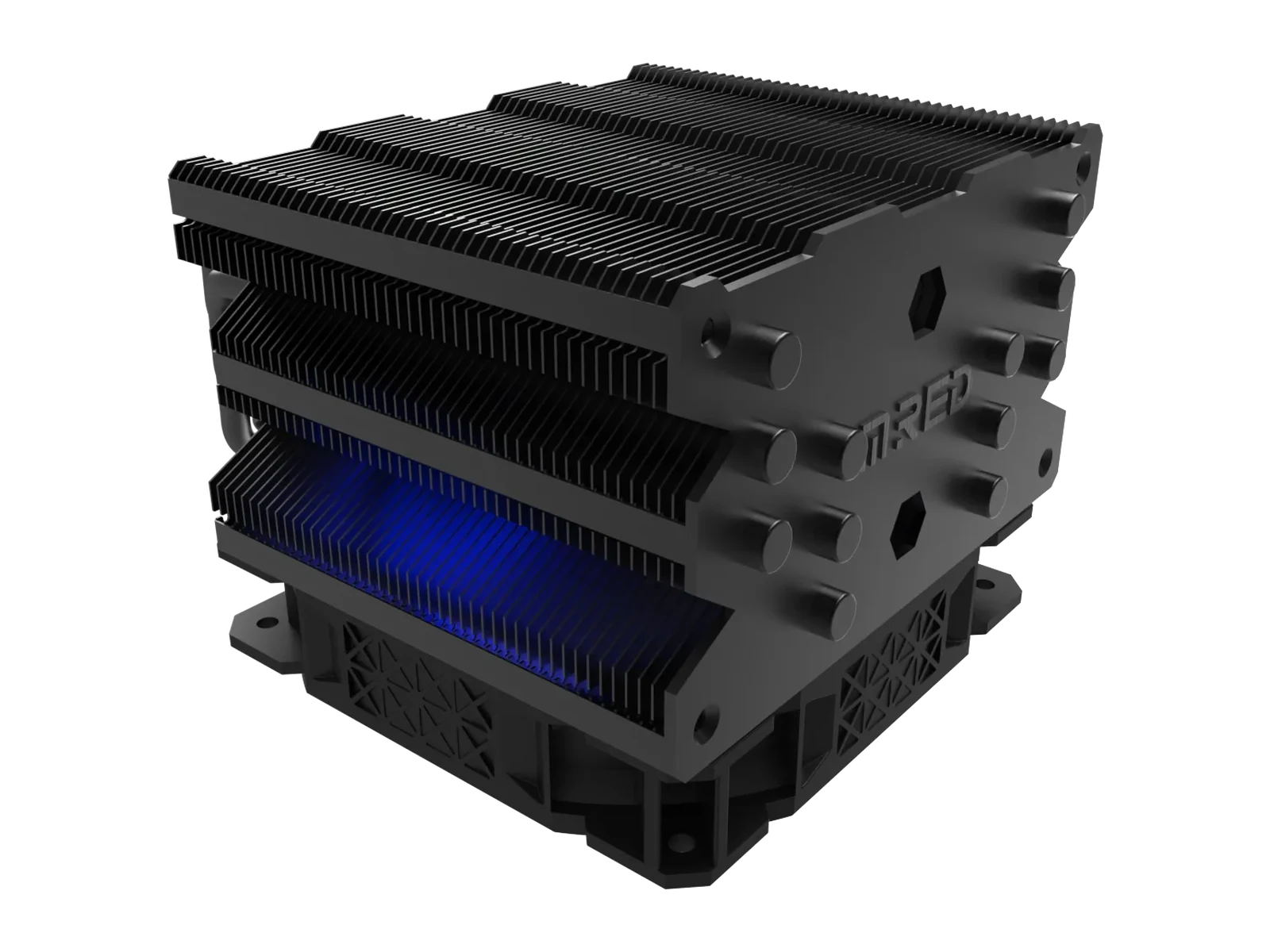 Fin stack of the Zephyr Dark Pro ARGB seen at three-quarter angle