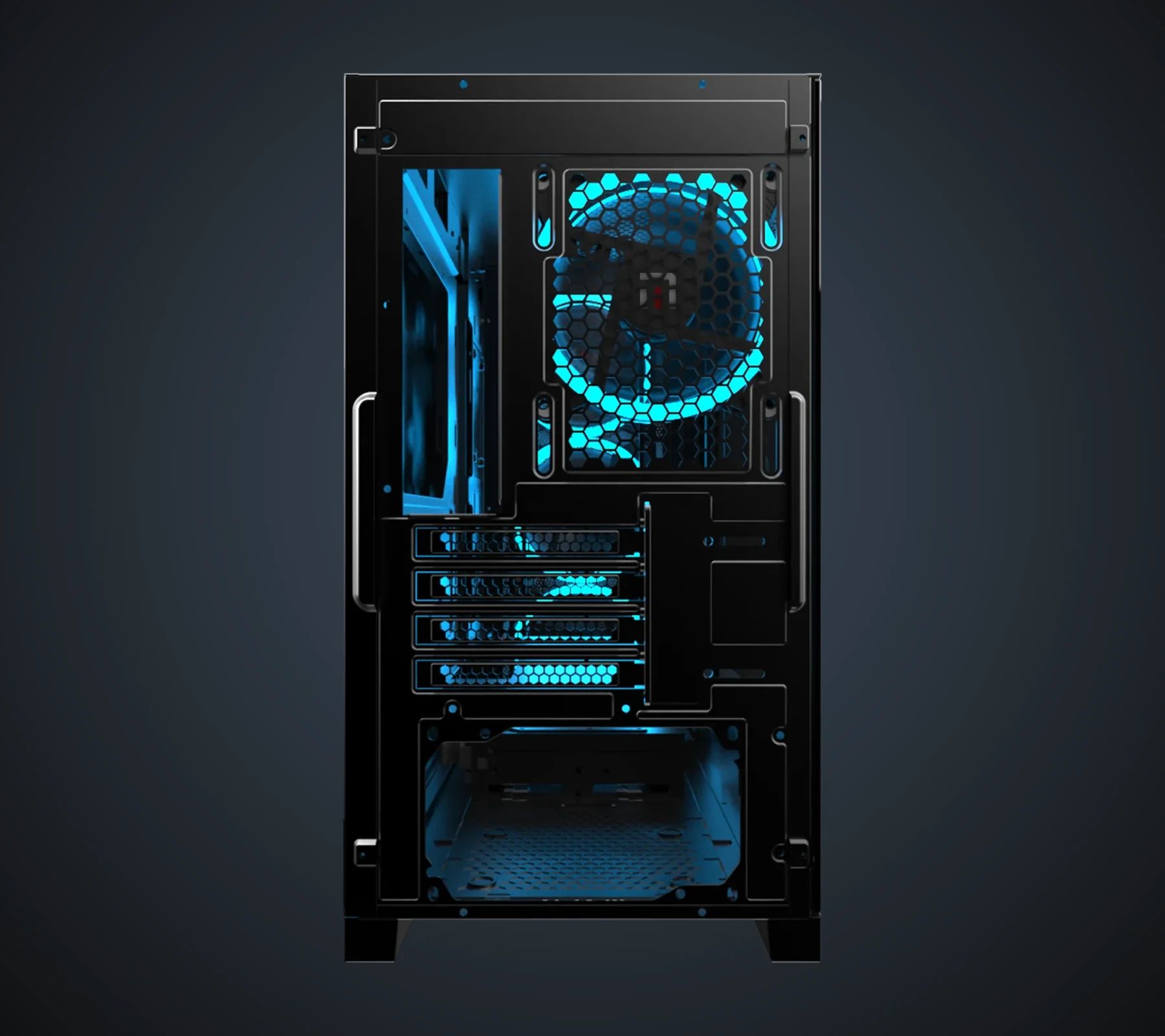 Rear panel of the StarDust Mini Black, fan and expansion slots
