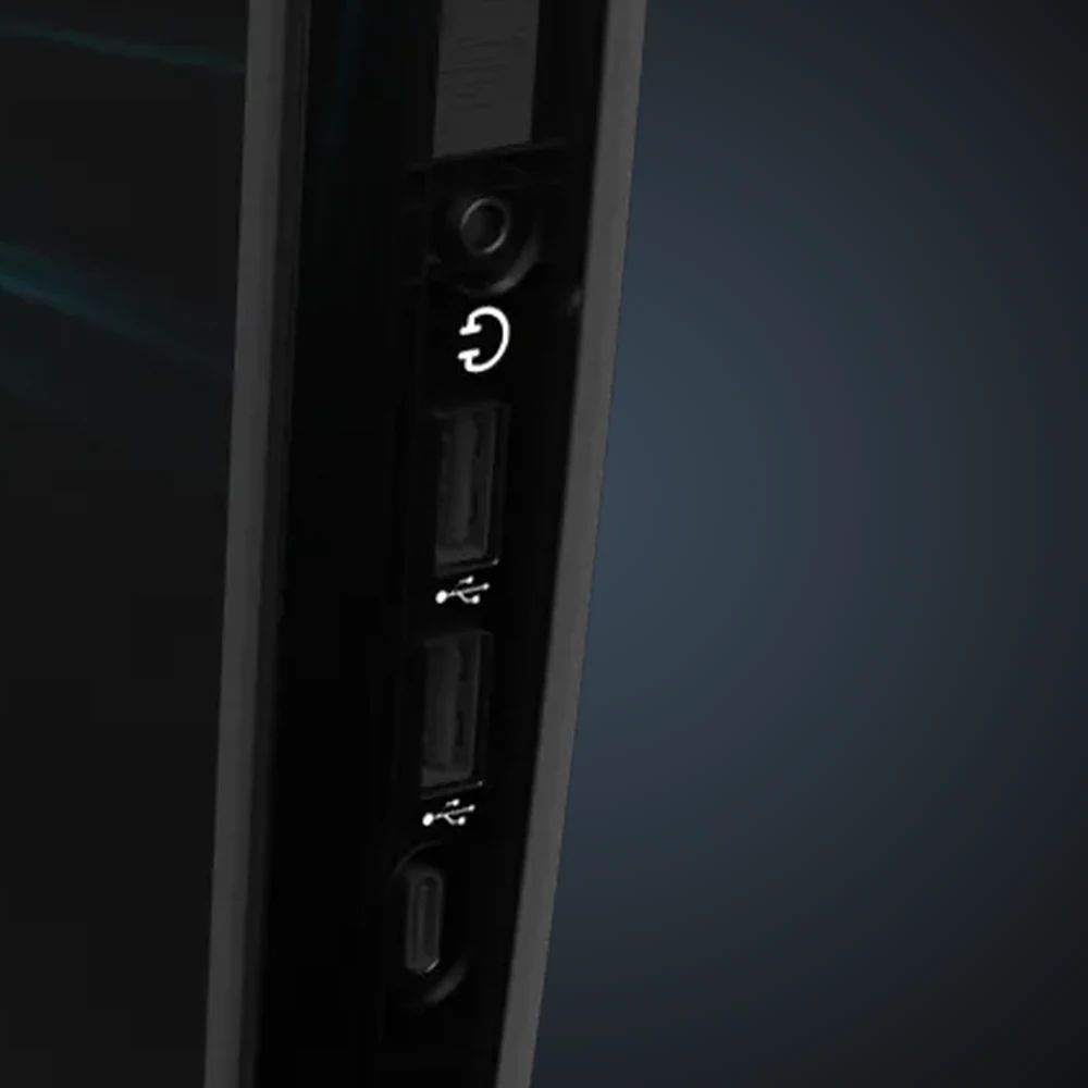 Close-up of the Zenith G24's edge: audio jack, two USB-A ports and one USB Type-C port