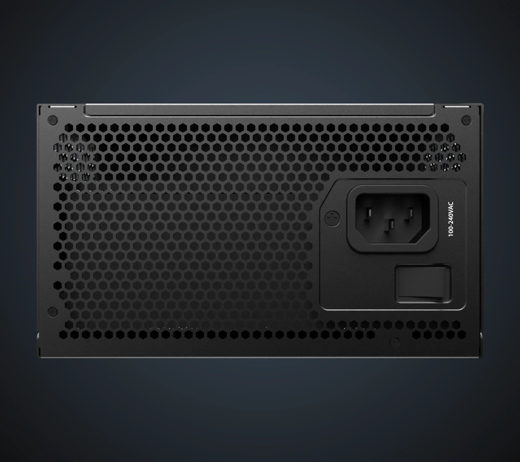 Perforated rear of the MRR-1300AP with the 100-240 V power inlet and switch
