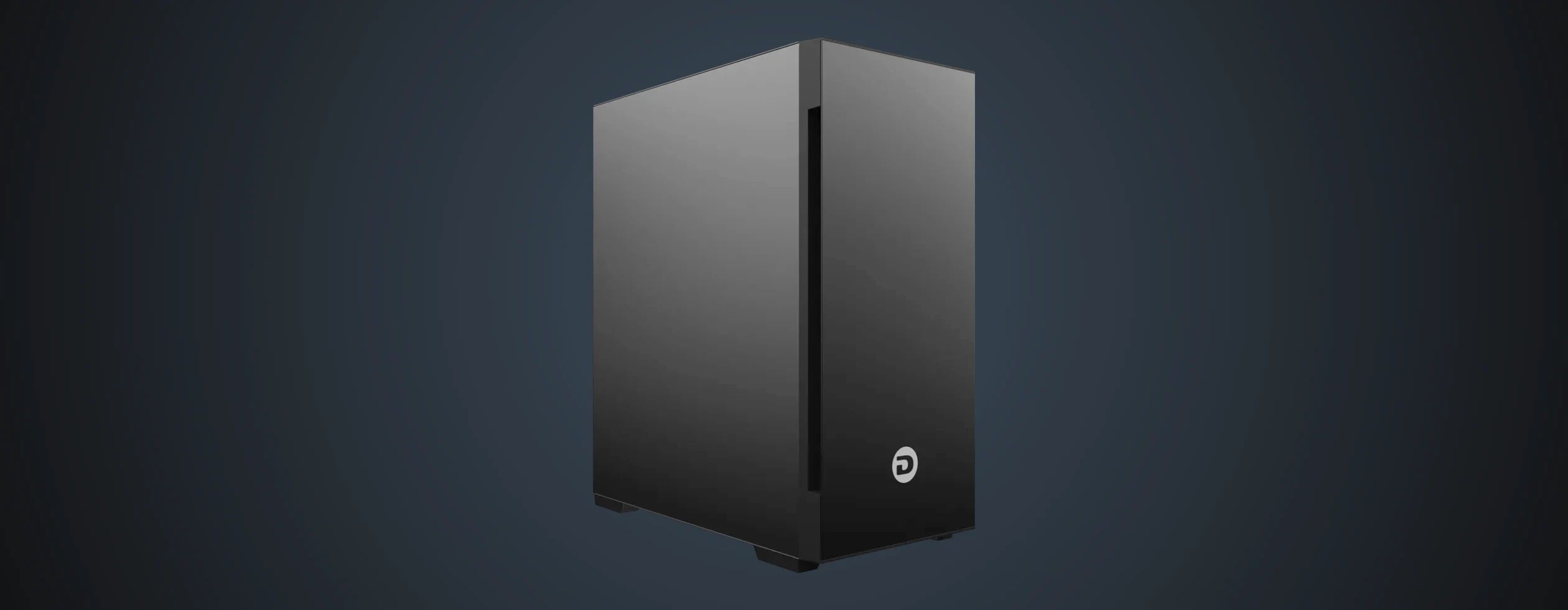 Silent Force mid-tower PC case seen from three-quarters, solid panels