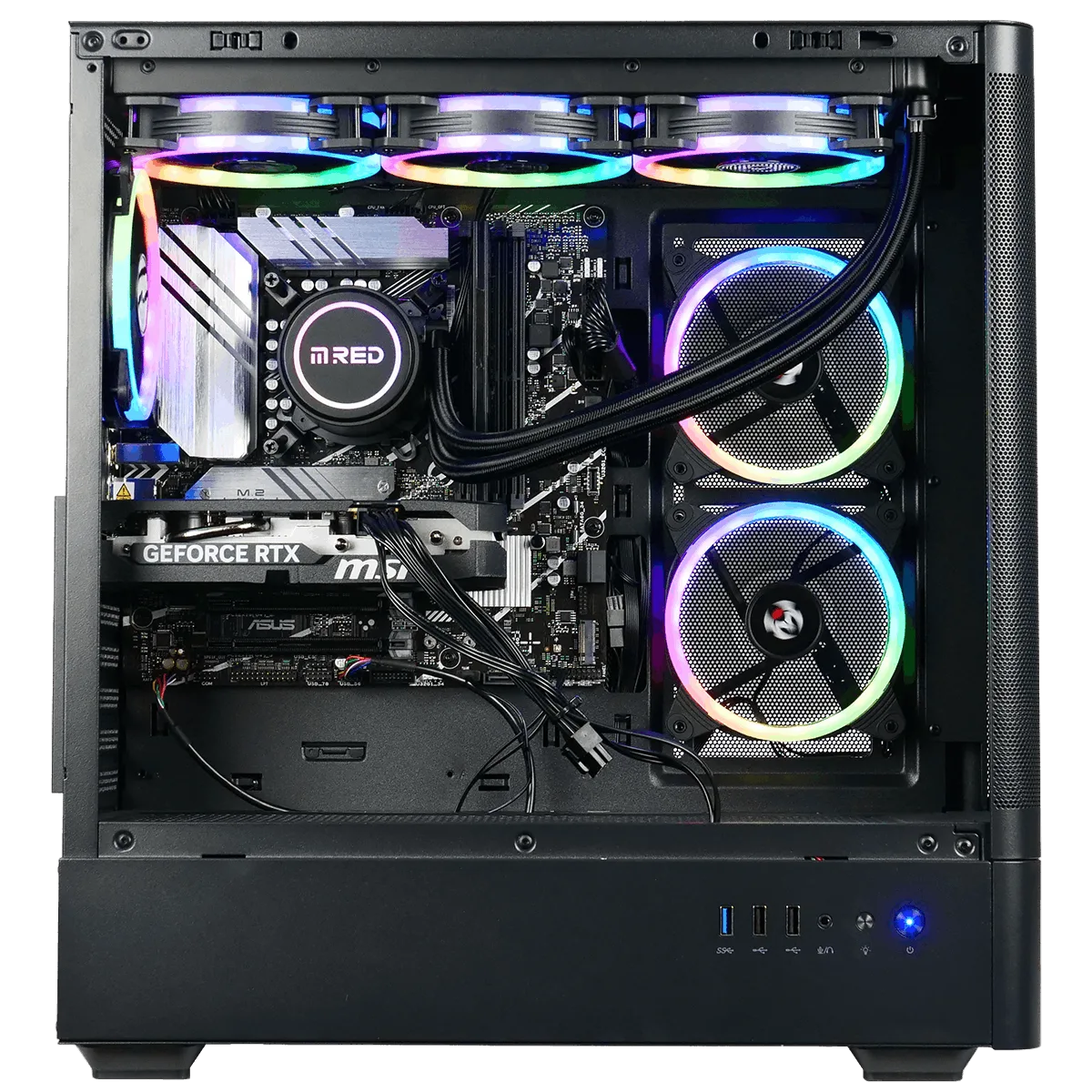 PC Gamer M.RED CBT087-03 de profil, flanc vitré
