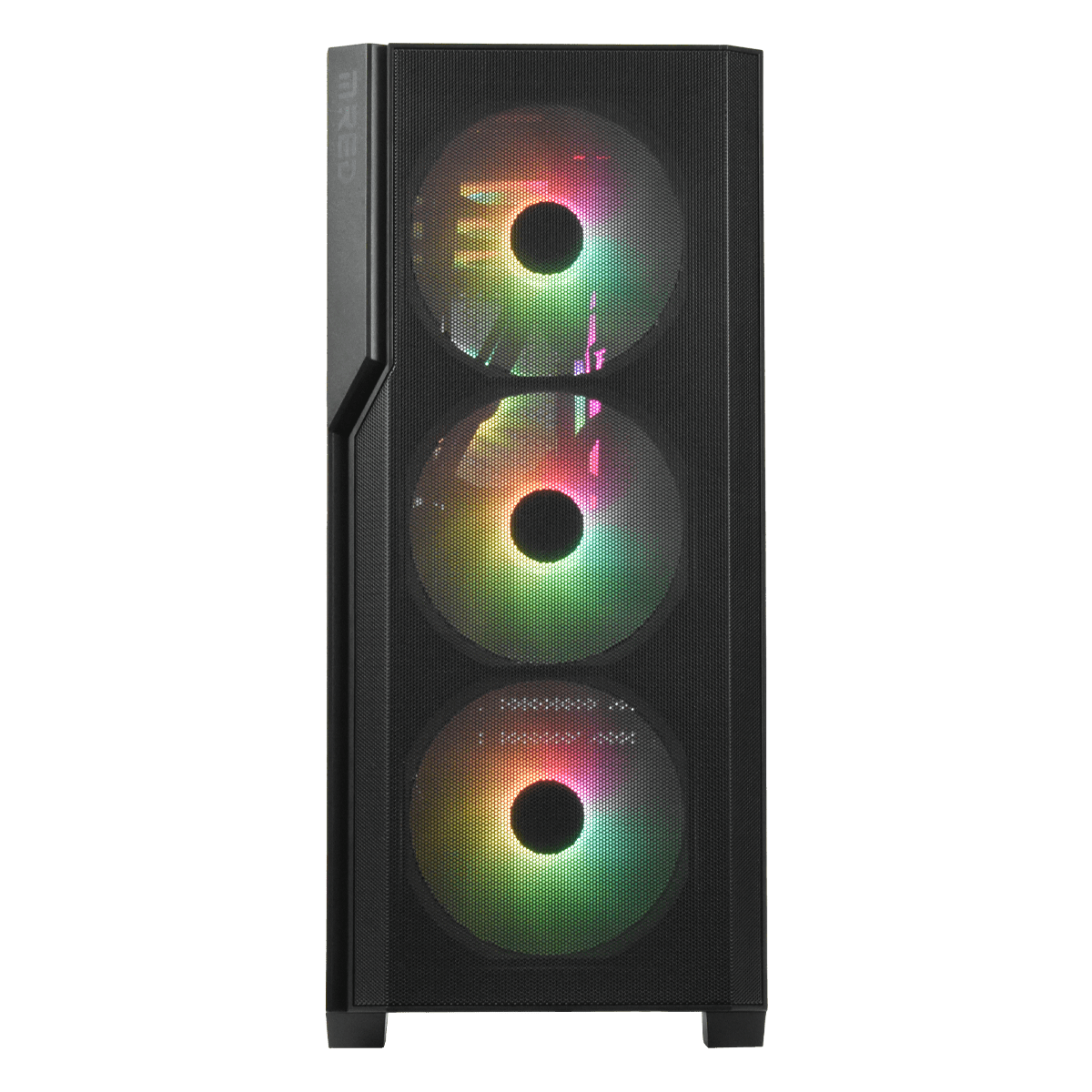 PC Gamer M.RED CBT082-03 de face : trois ventilateurs ARGB derrière la façade