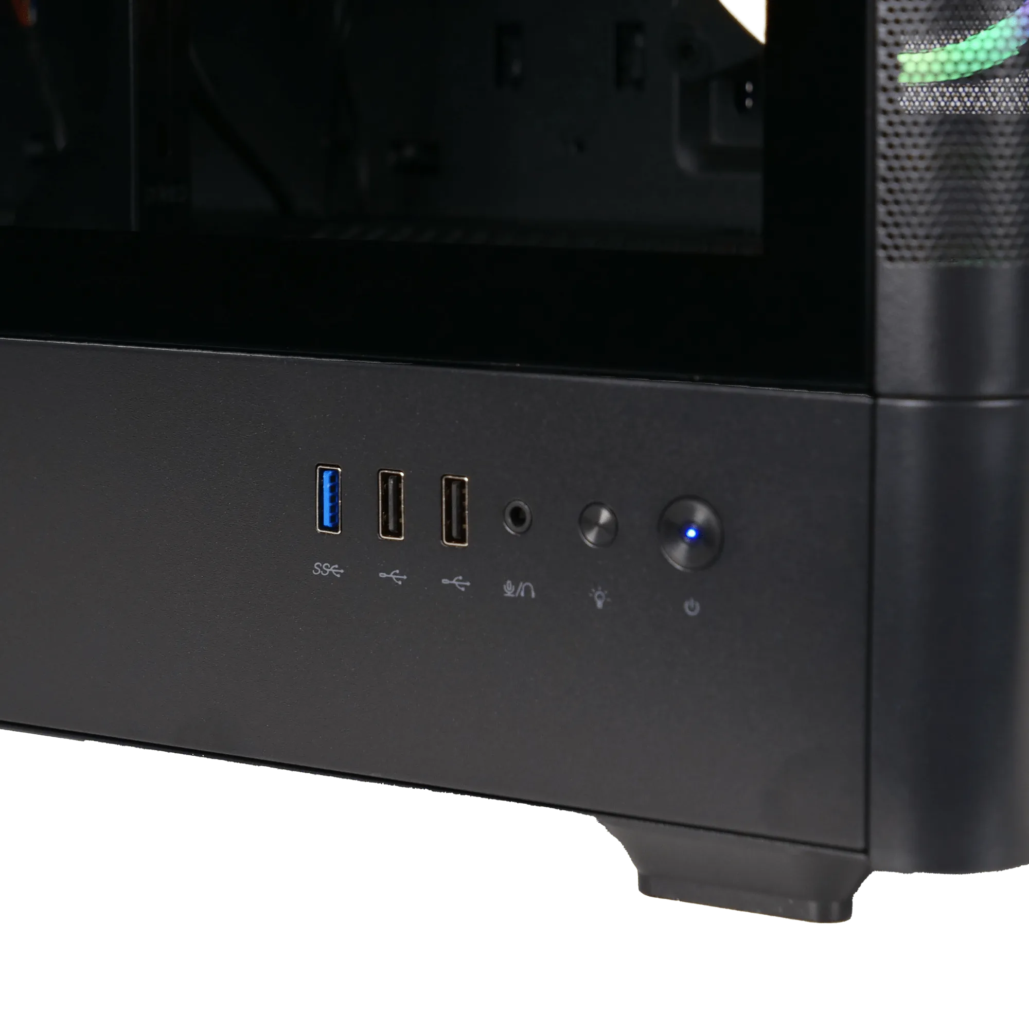 PC Gamer M.RED CBT087-03 : connectique du dessus du boîtier