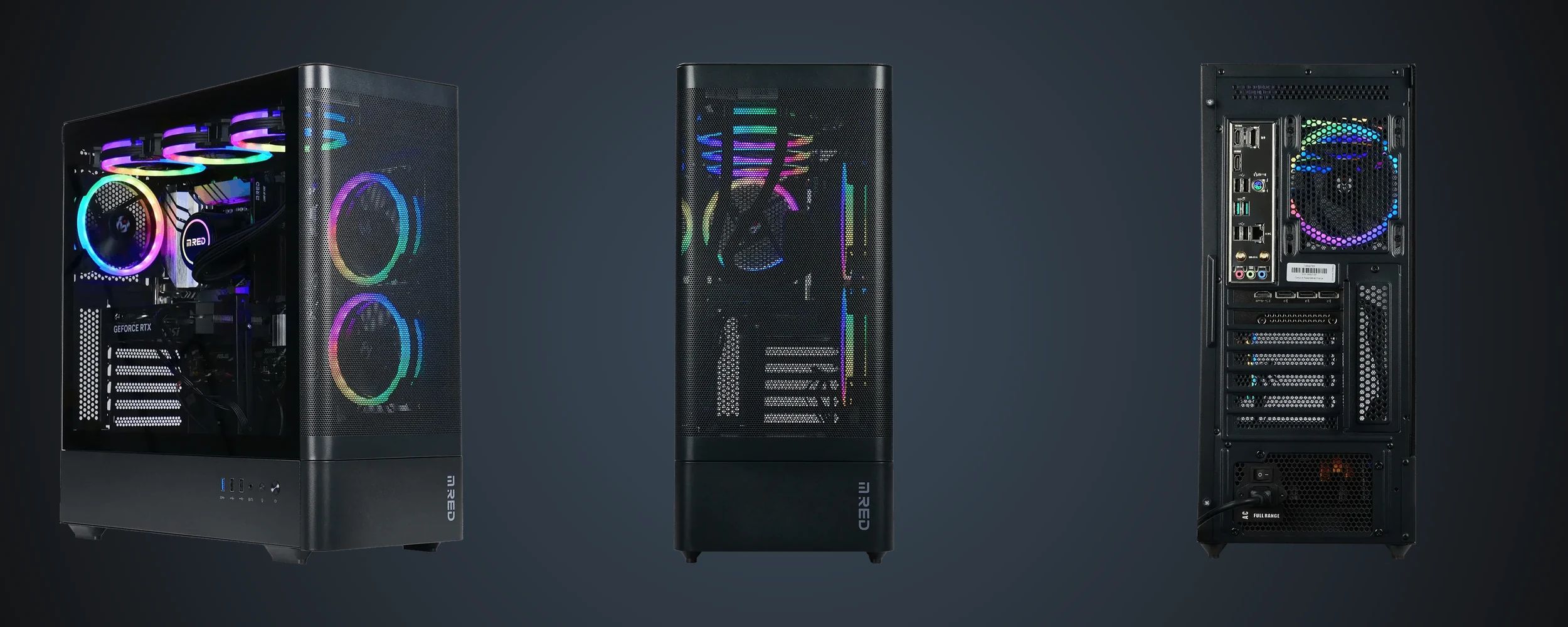 Trois quarts, façade et arrière du PC Gamer CBT087-03